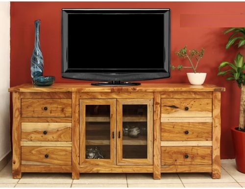 72" wide TV Stand featuring Guamuchil wood, a strong and durable wood