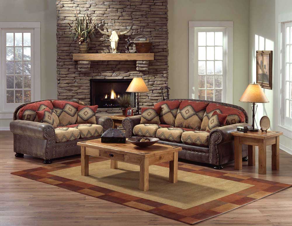 rustic wood living room furniture sets