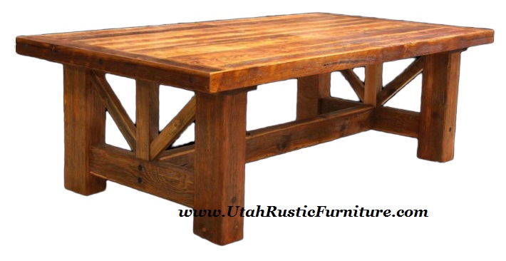 Bradley S Furniture Etc Utah Rustic Dining Table Sets Barnwood Smooth Dining Height 30 H Tables Custom Sizes W 4 X4 X6 On Trestle Legs 12ft X Up To 54 Leg 3399 5499 11ft