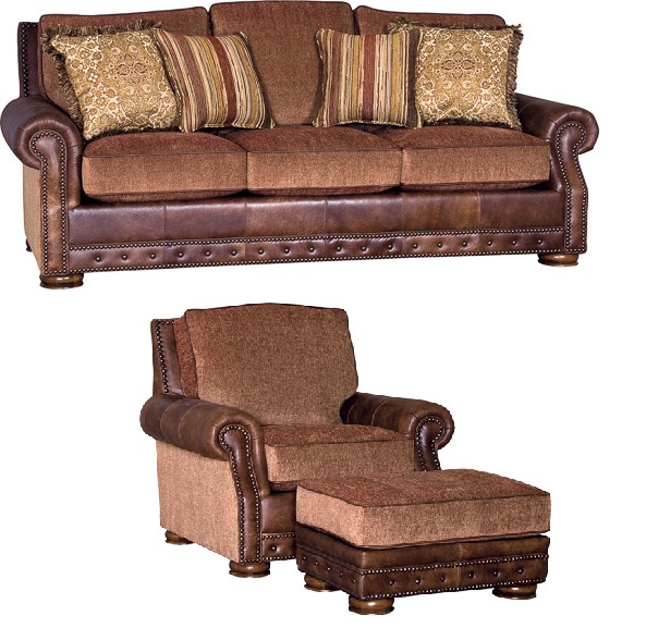 Mayo Leather And Fabric Sofas, Couch With Leather And Fabric