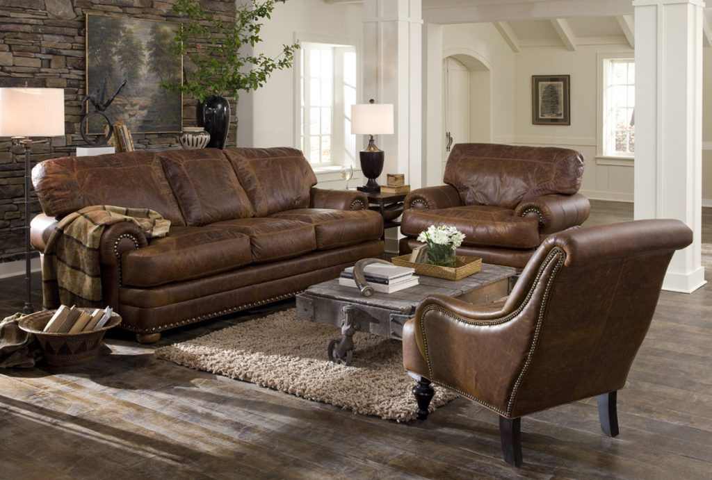 More Home Log Barnwood Bedroom Rustic, 100 Genuine Leather Sofa