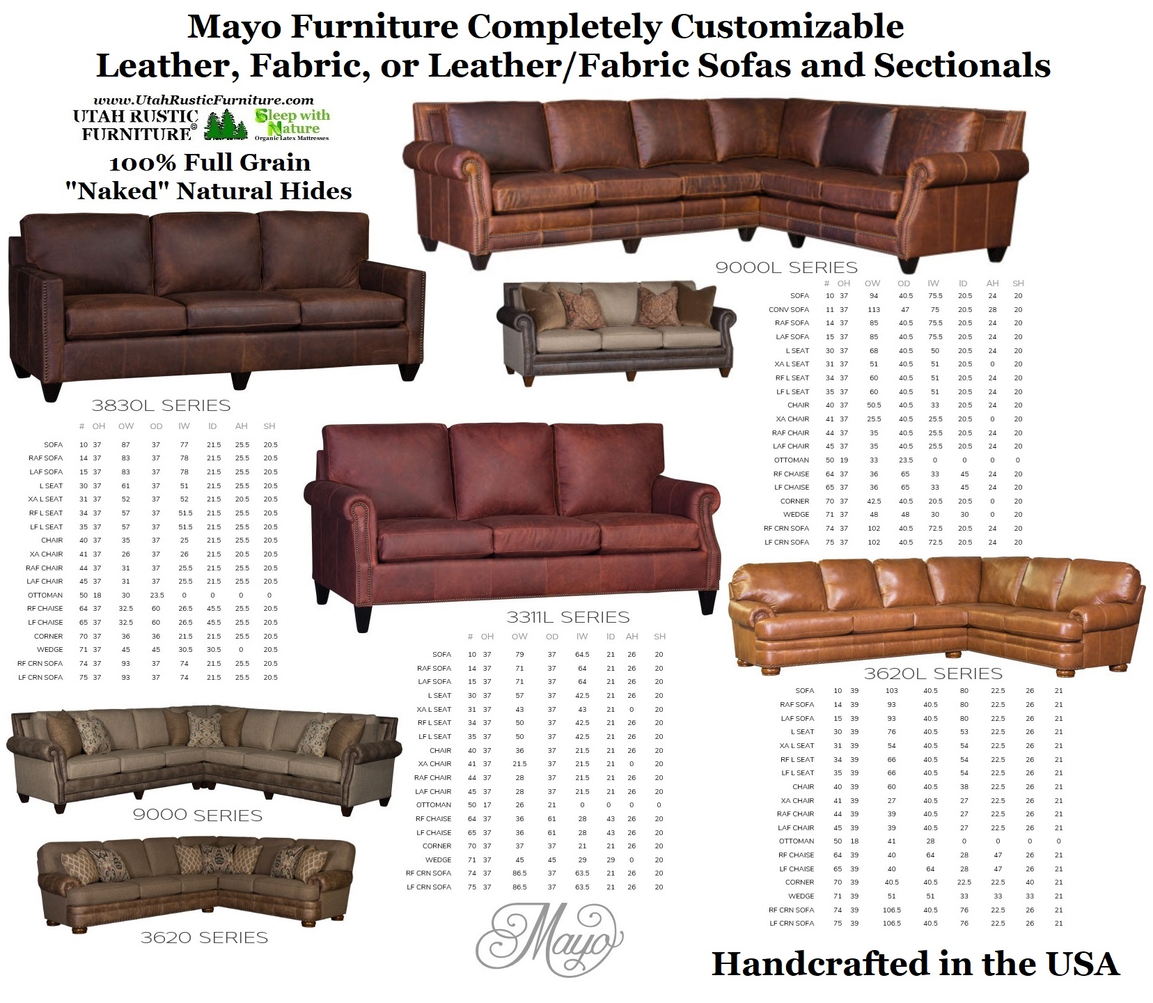 Mayo Leather And Fabric Sofas