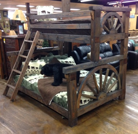 Rustic Log And Barnwood Bunk Beds, Western Style Bunk Beds